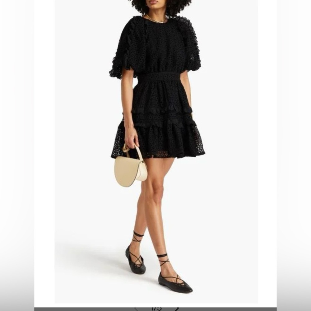 Aje Aveline Broderie Mini Dress Black